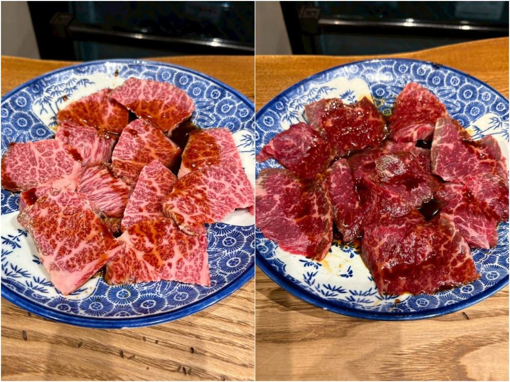夜焼肉セット　左：肉盛り【白】2,500円、右：肉盛り【赤】2,300円　いずれも取材時の価格