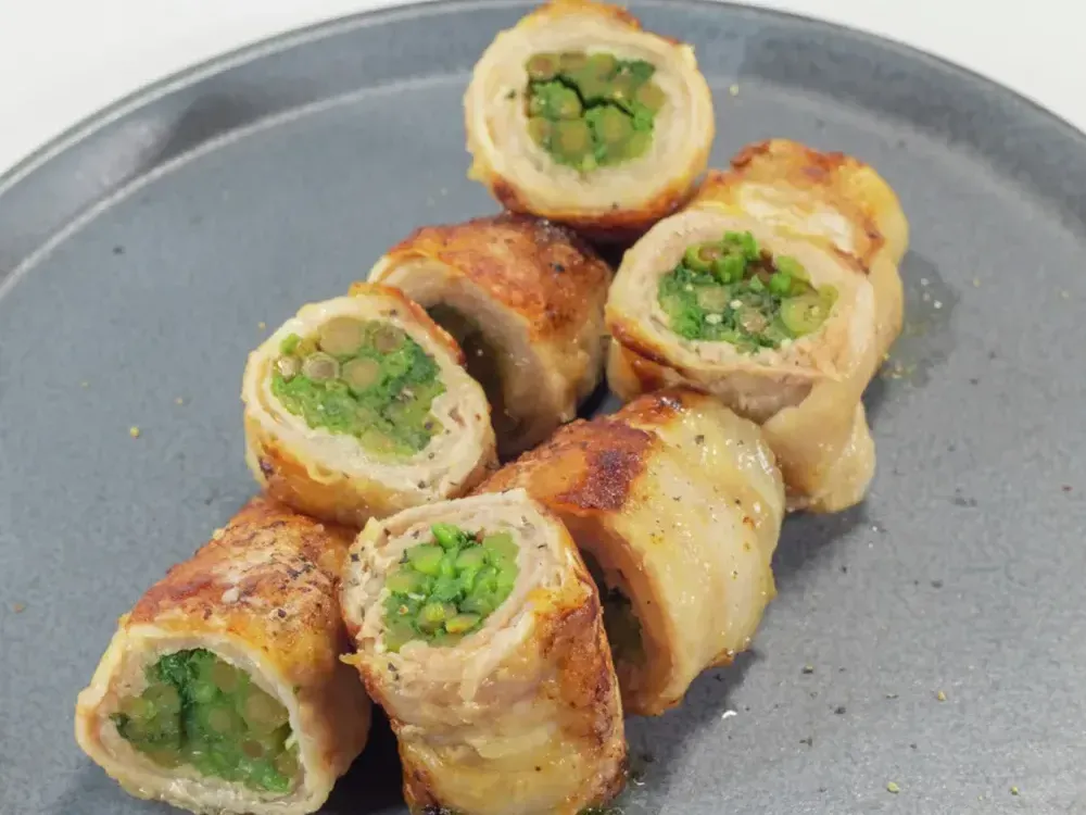 春せりの豚バラ肉巻き