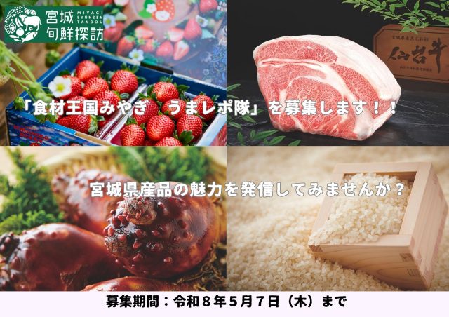 宮城県産品アンテナサイトで魅力発信してみませんか？！WEBライター「食材王国みやぎ　うまレポ隊」を募集します！