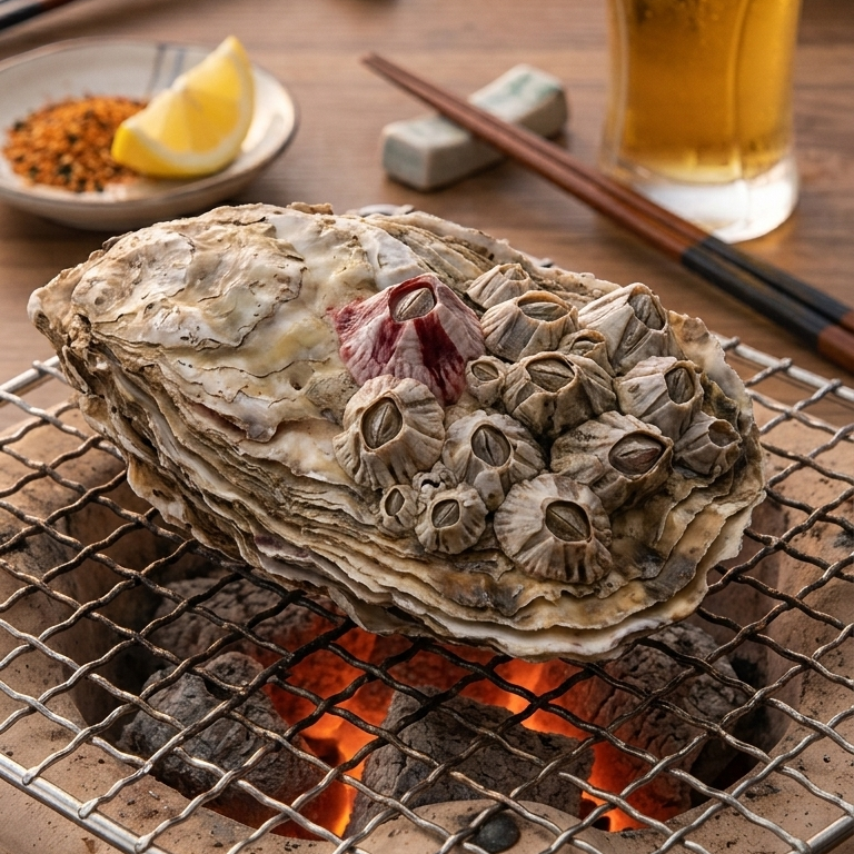 焼き牡蠣で香ばしく